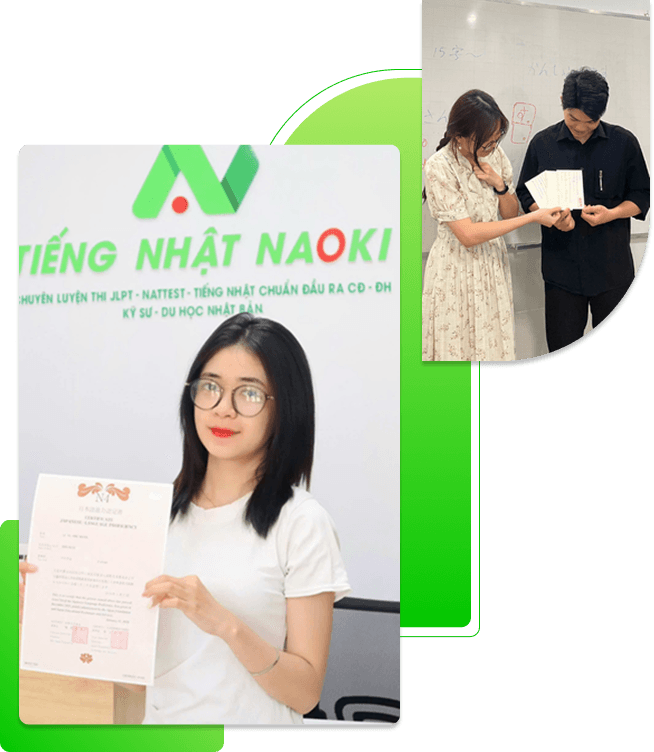 Học viên nhận chứng chỉ tại Trung tâm tiếng Nhật Naoki